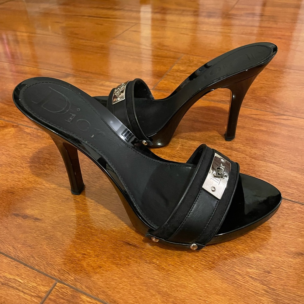 SOLD! Dior Black Heeled Mules